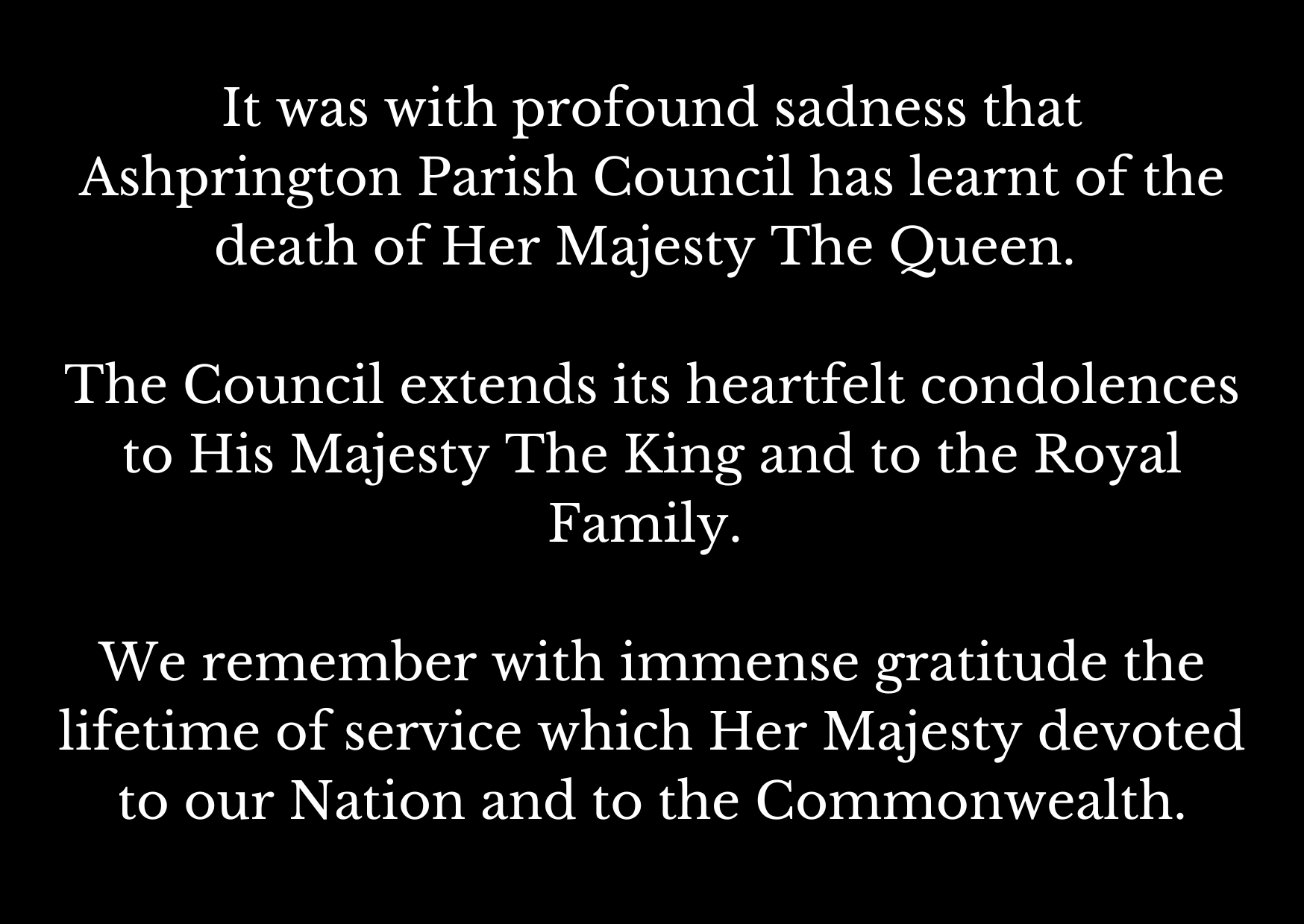 The death of Her Majesty Queen Elizabeth II