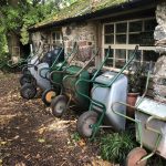 Wheelbarrows at Sharpham House gardens