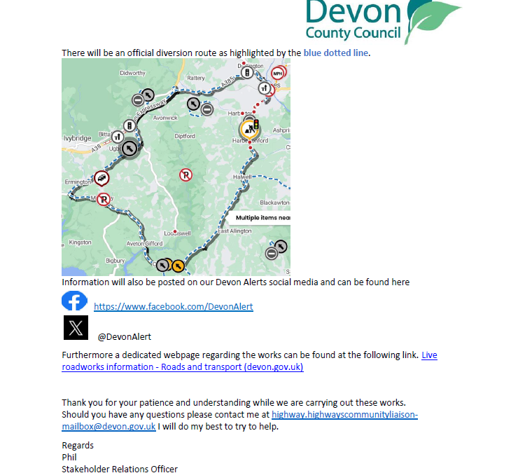 March 2024 Resurfacing and Patching Works A381 Harbertonford to Totnes