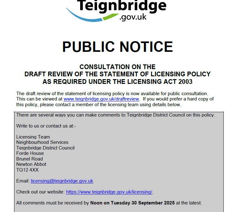 Teignbridge District Council Licensing Policy Consultation